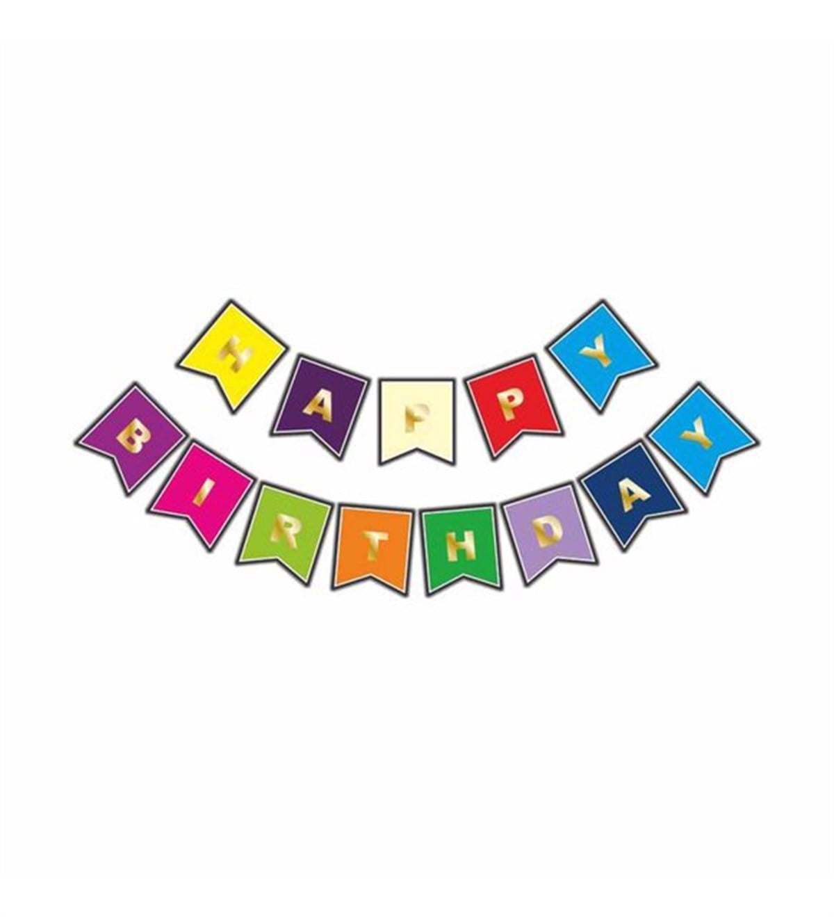 Karışık Renkli – Gold  Happy Birthday Flama