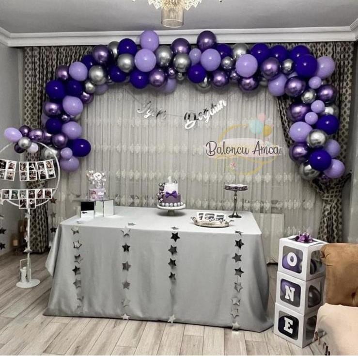 Mor, Lila, Gümüş renklerde Set