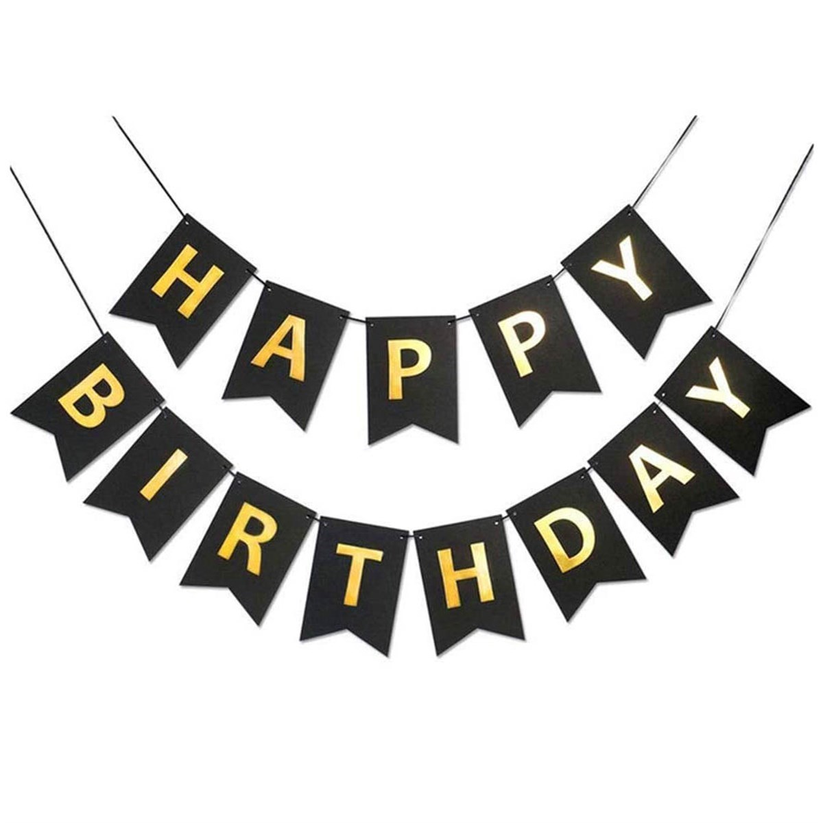 Siyah – Gold Happy Birthday Flama