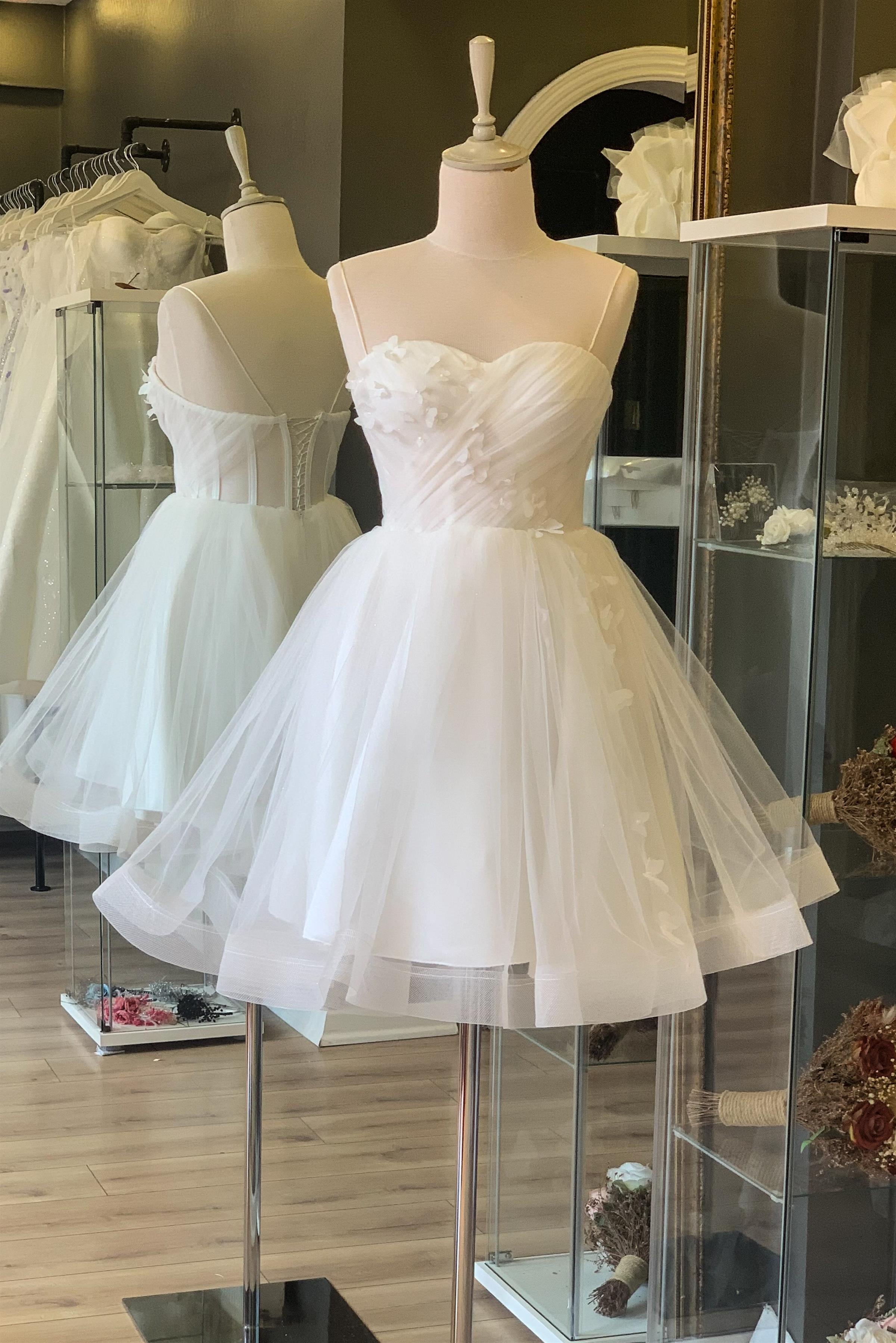 Beyaz Drapeli Gren Etek Mini Gece ve Parti Elbisesi