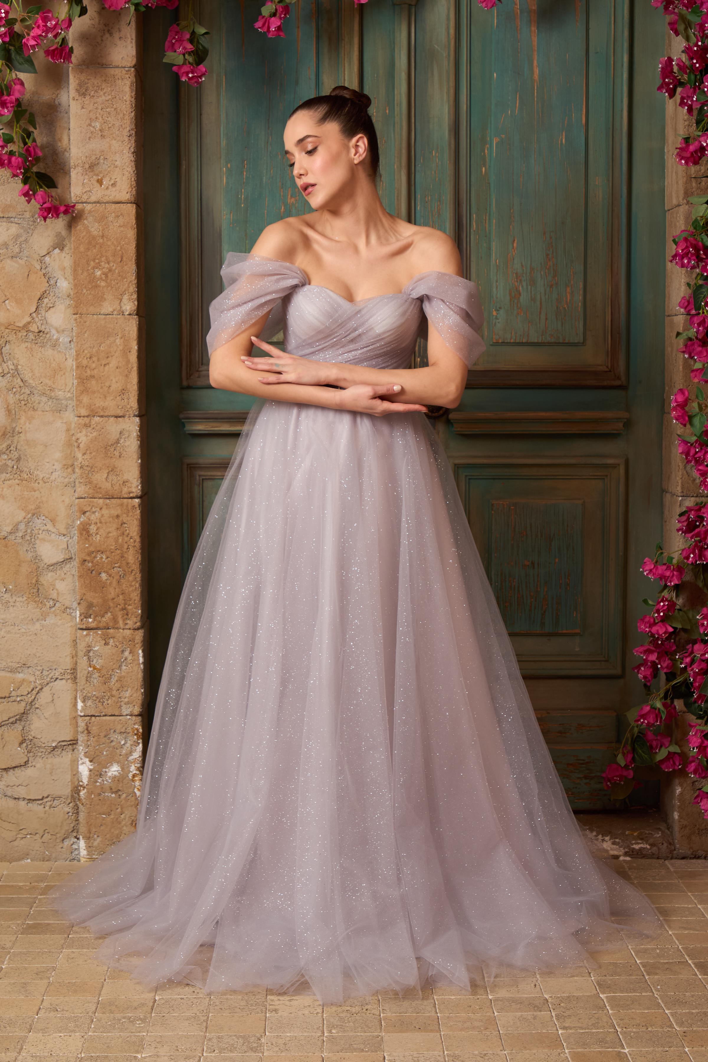 Gri Simli Drapeli Maxi Kemer Detaylı Transparan Abiye ve Gece Elbisesi