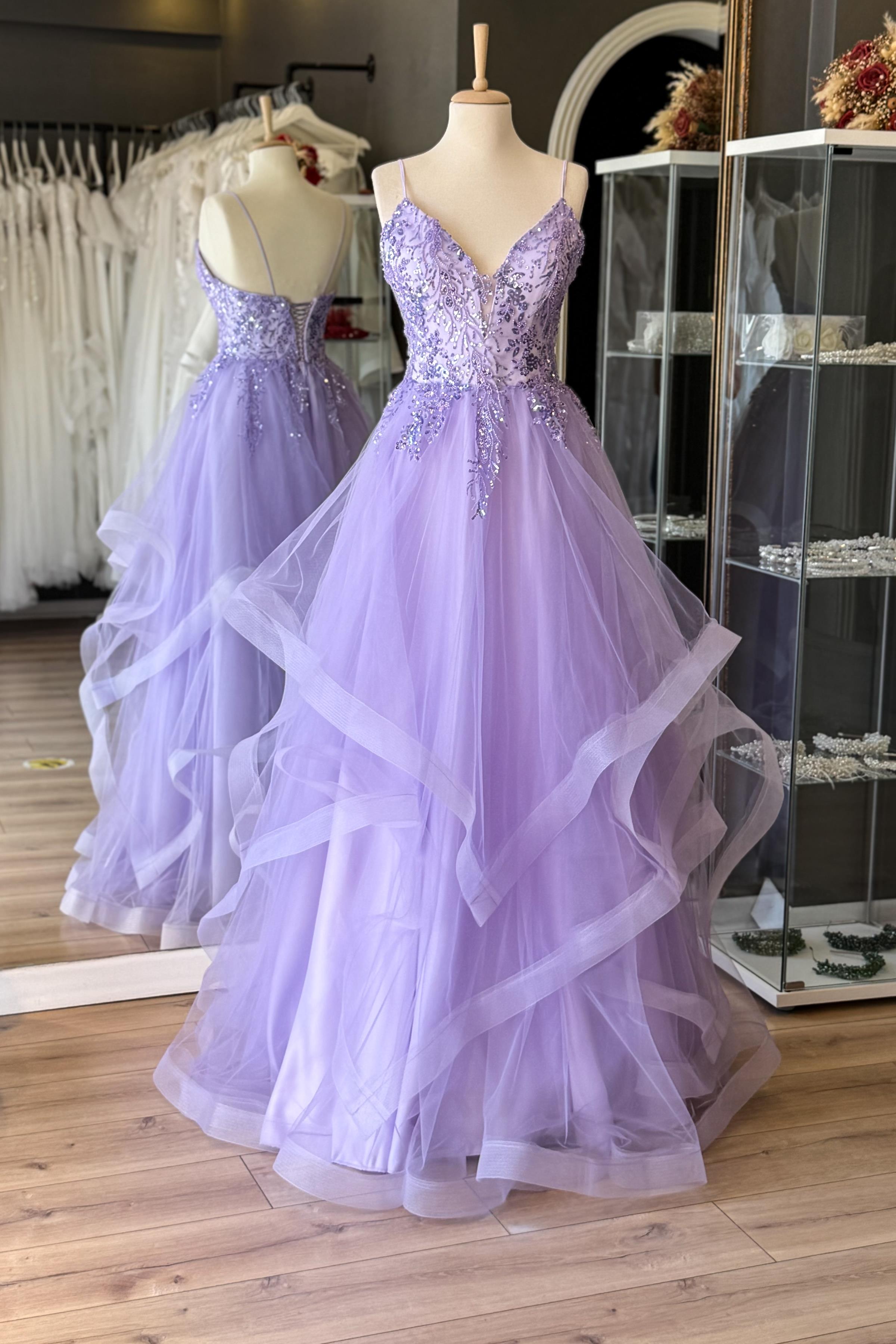 Lila Gren Etekli Çiçek Desen Dantel Kaplamalı Maxi Boy Abiye ve Gece Elbisesi