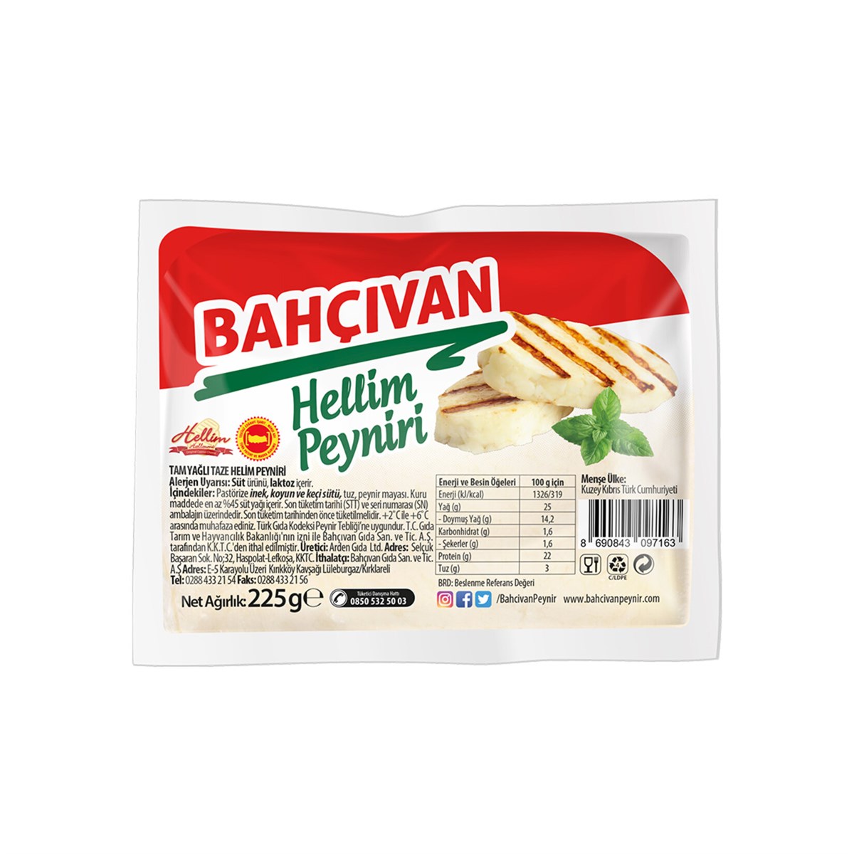 BAHÇIVAN HELLİM PEYNİRİ 225 GR