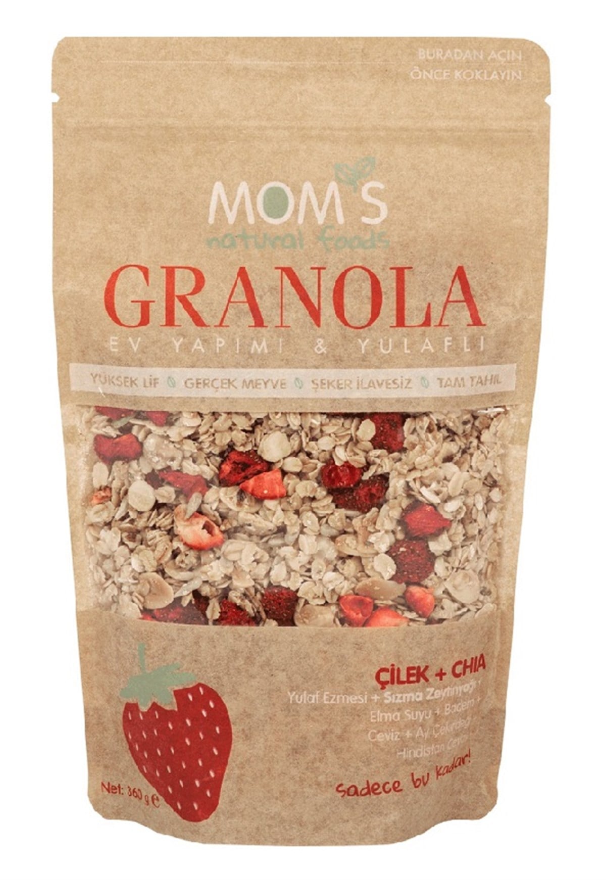 GRANOLA EV YAPIMI YULAFLI ÇİLEK+CHIA 360G