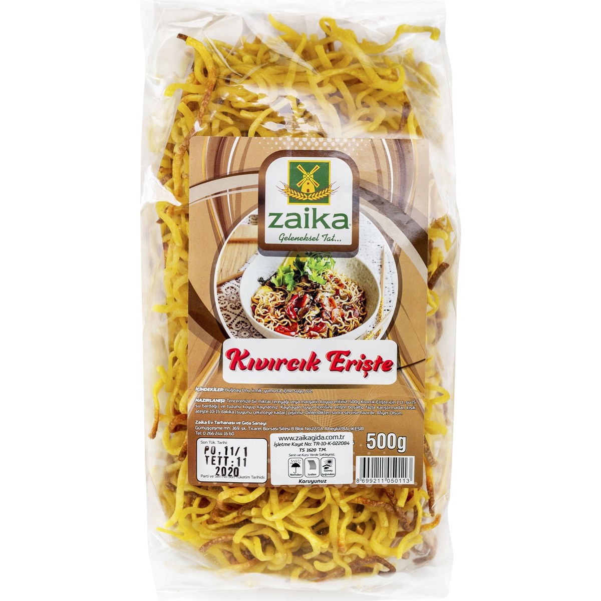 ZAİKA KIVIRCIK ERİŞTE 500 GR