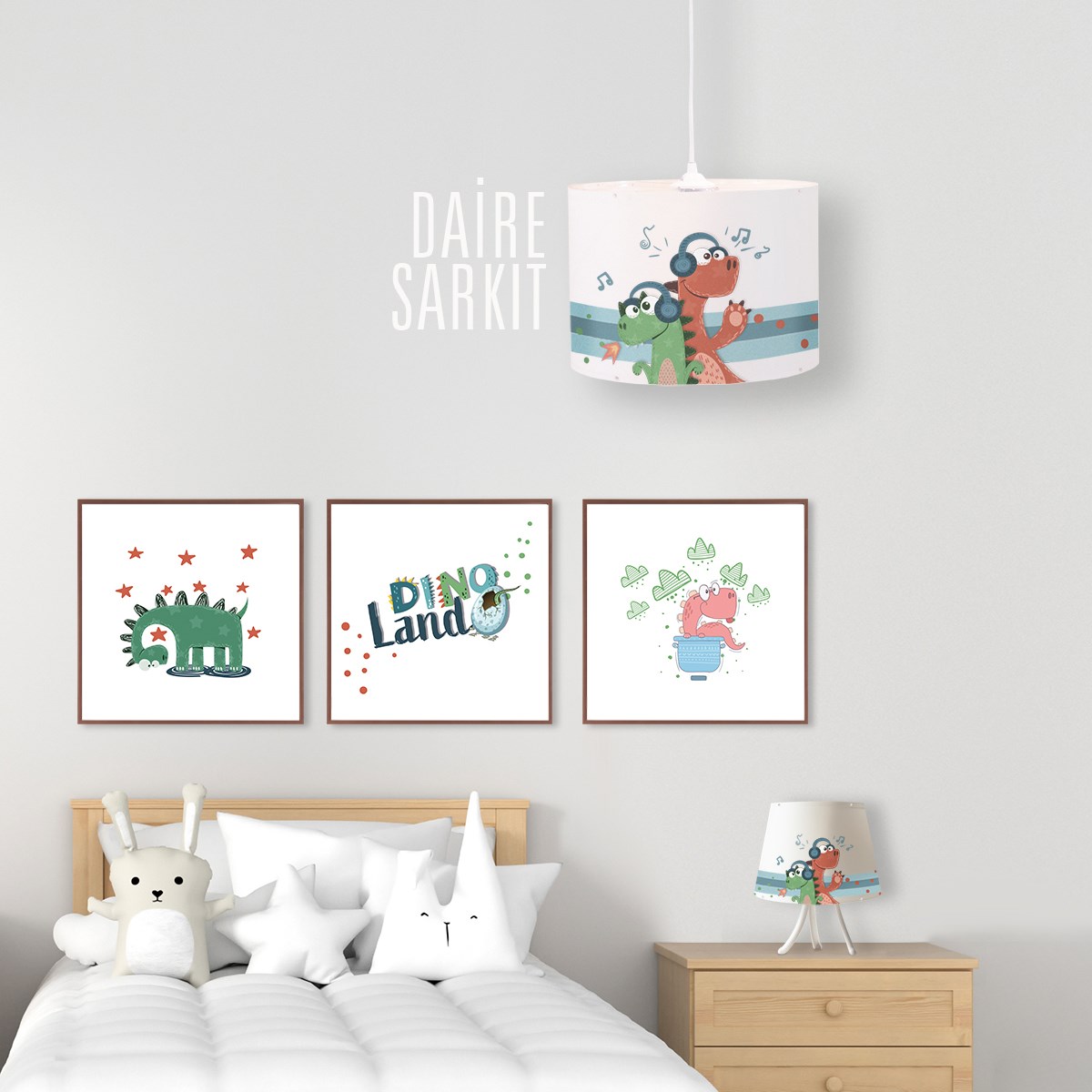 CUTE DINO DAİRE SARKIT AYDINLATMA (LARGE)