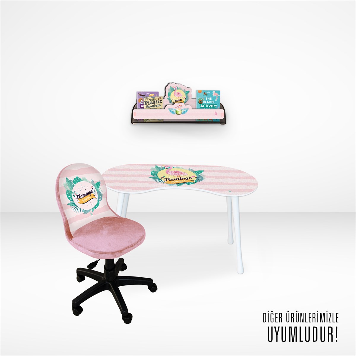 FLAMİNGOLAR TEKLİ DUVAR RAFI