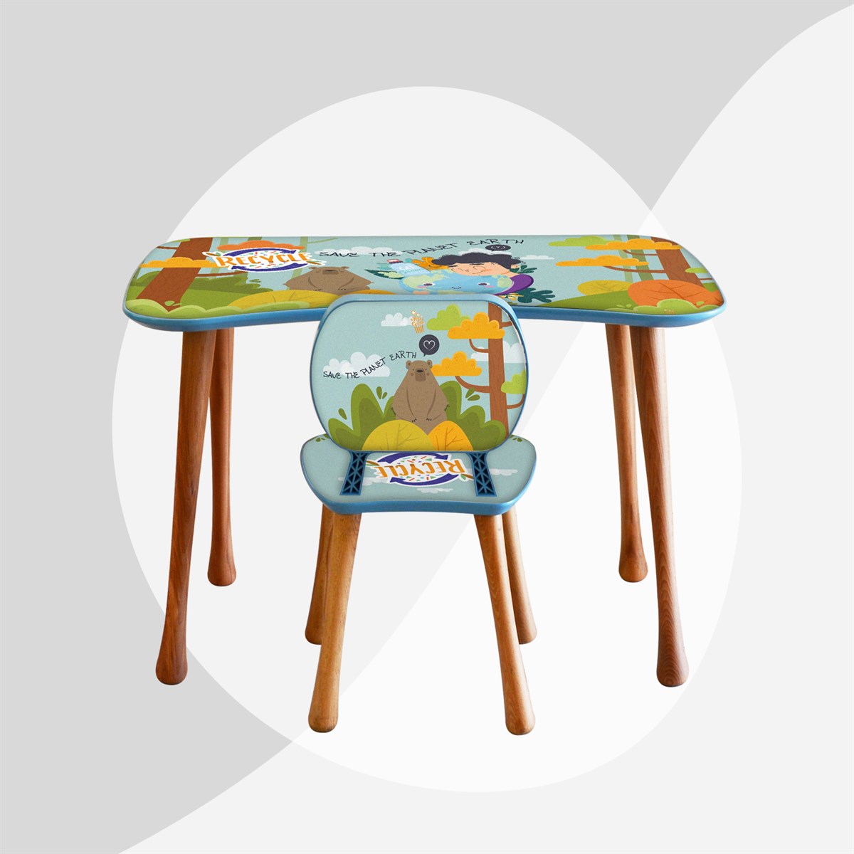 Recycle Board Erkek Çalışma Masa Seti (5-9 Yaş)