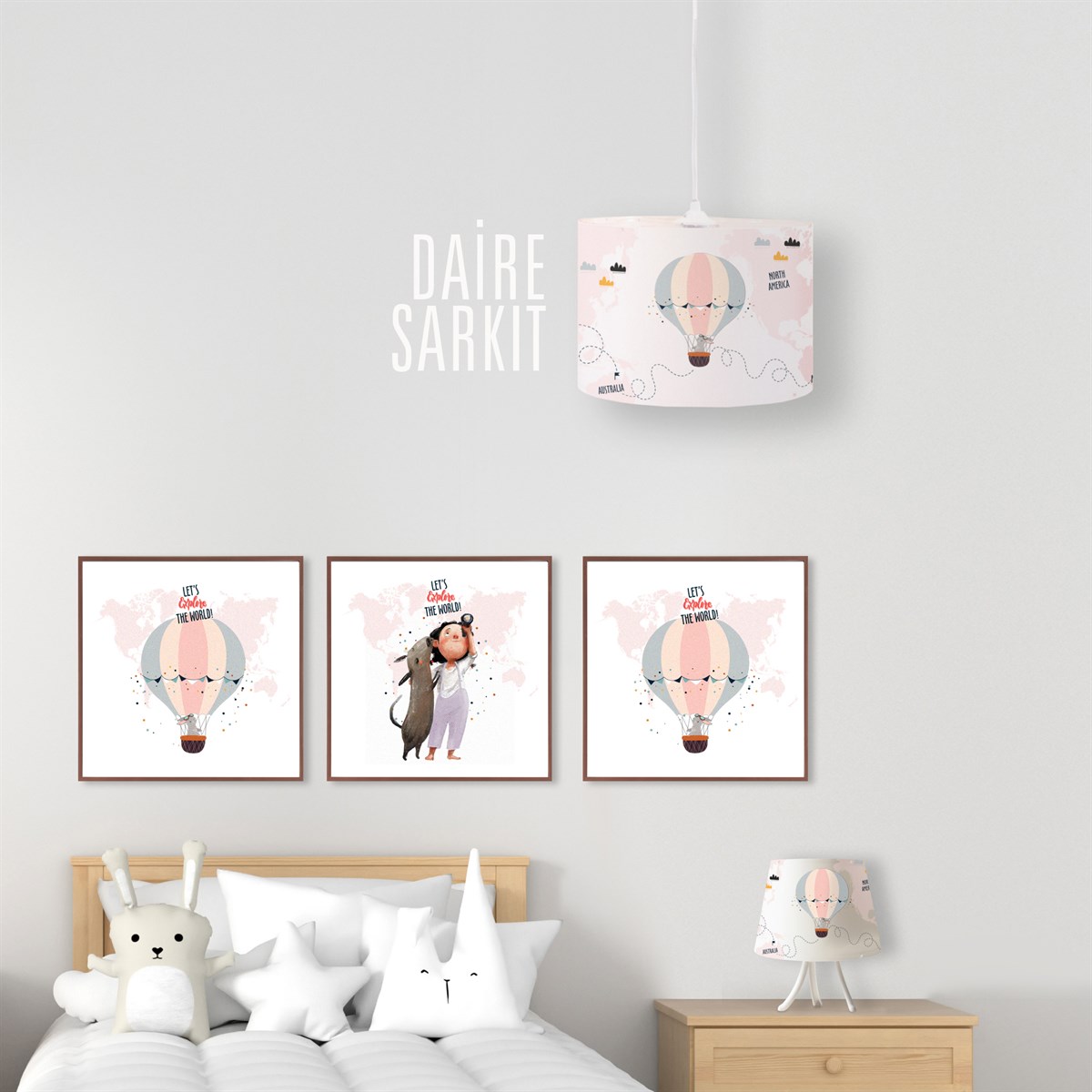 WORLD MAP DAİRE SARKIT AYDINLATMA (LARGE)