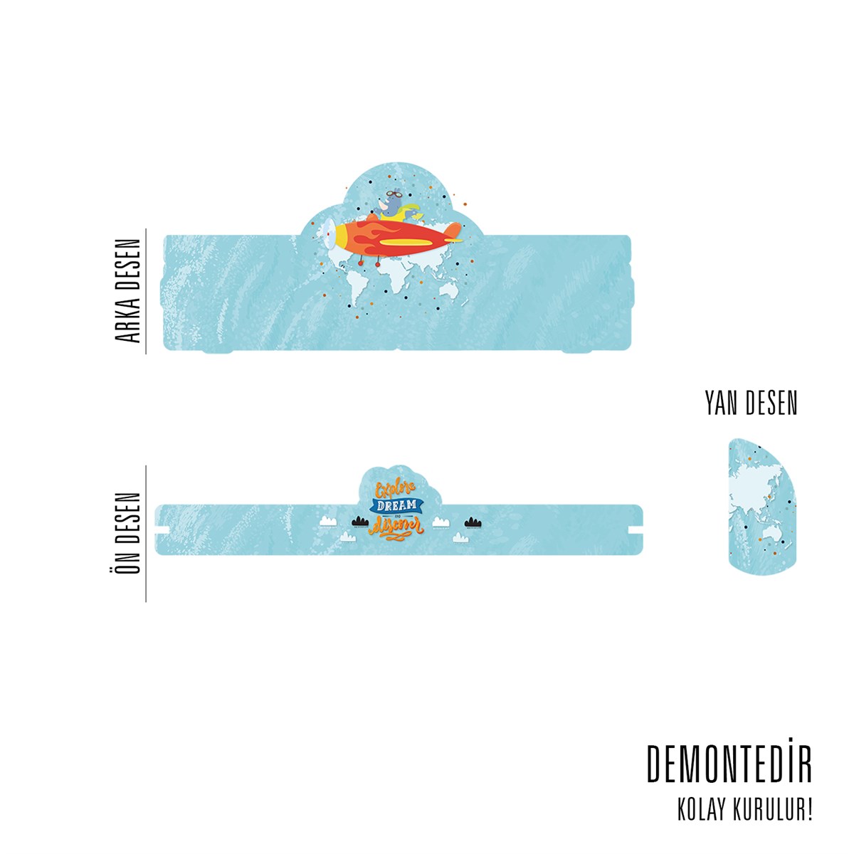 WORLD MAP ERKEK TEKLİ DUVAR RAFI