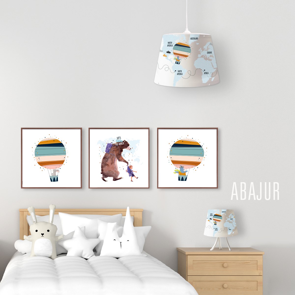 WORLD MAP KONİK ABAJUR