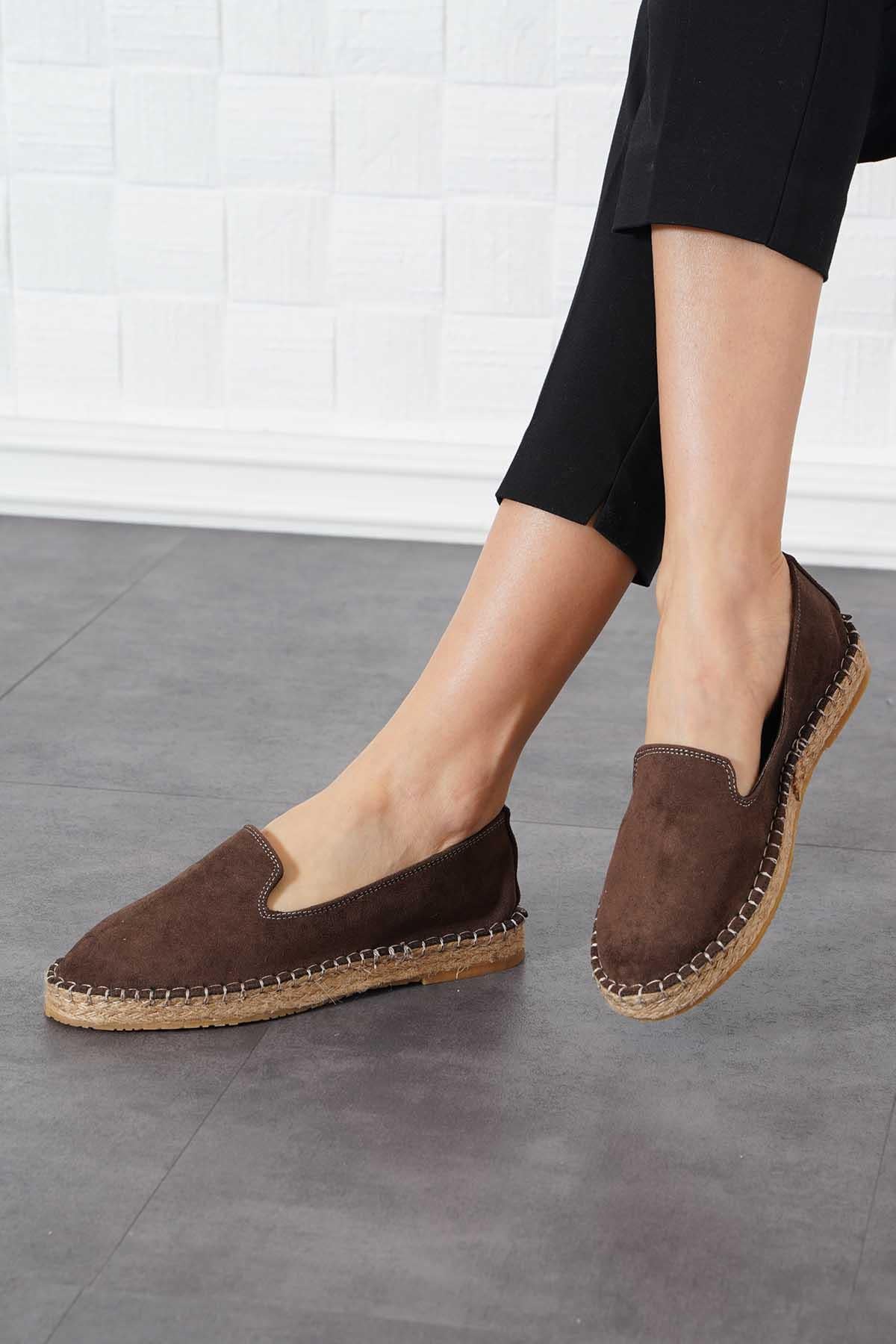 Larte Taban Dikme Espadril Babet Kahve Süet