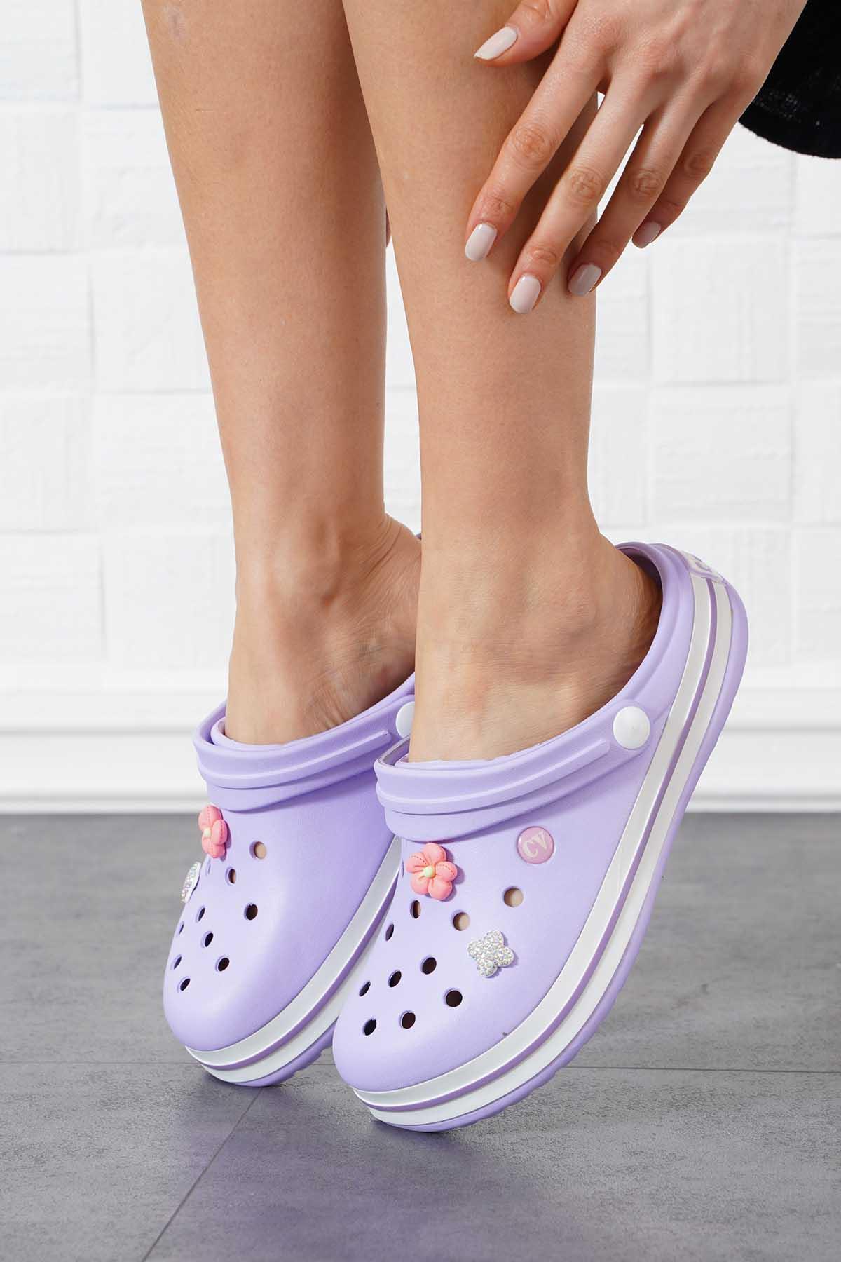 Carla Crocs Taşlı Kadın Terlik Lila
