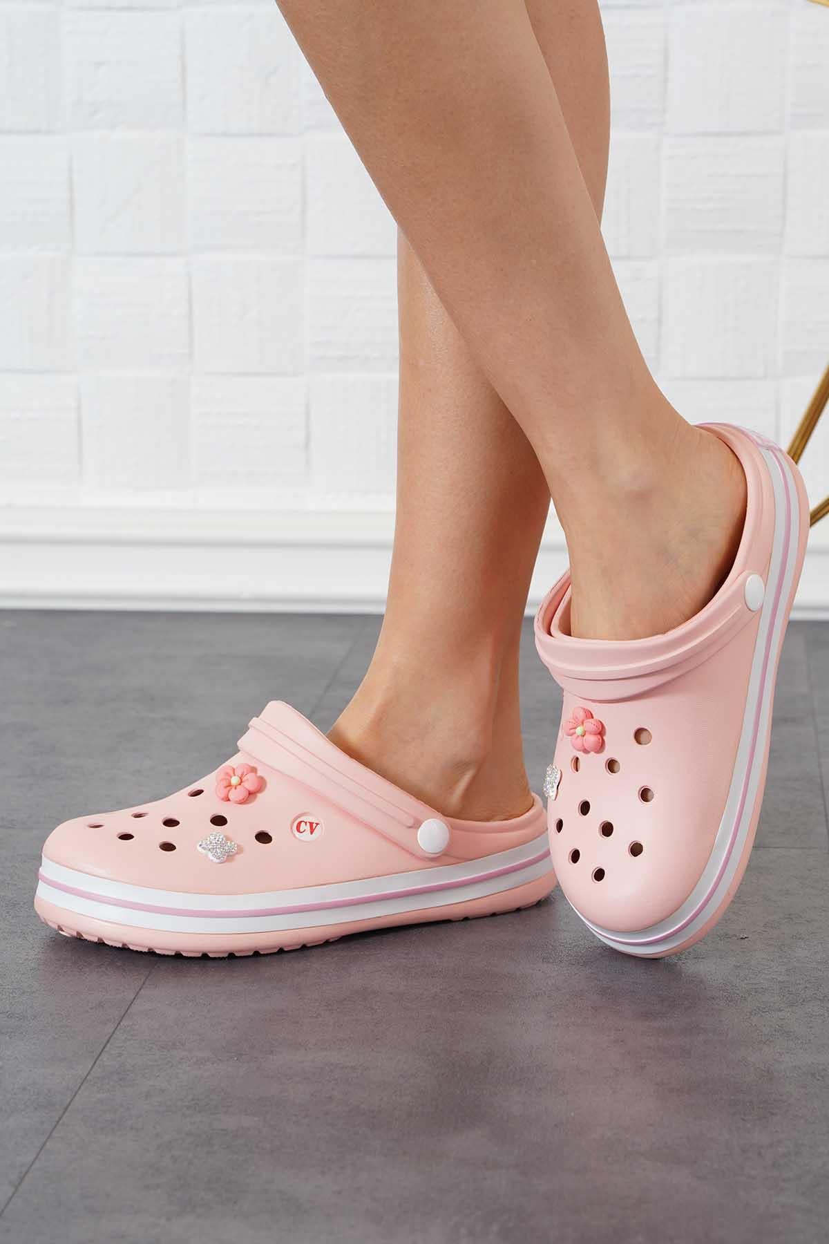 Carla Crocs Taşlı Kadın Terlik PEMBE