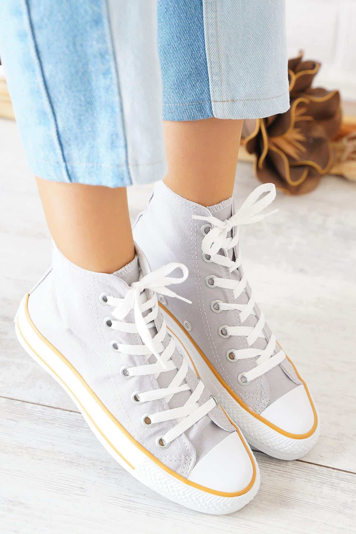 Converse Düz Taban Uzun Kadın Spor Ayakkabı Gri