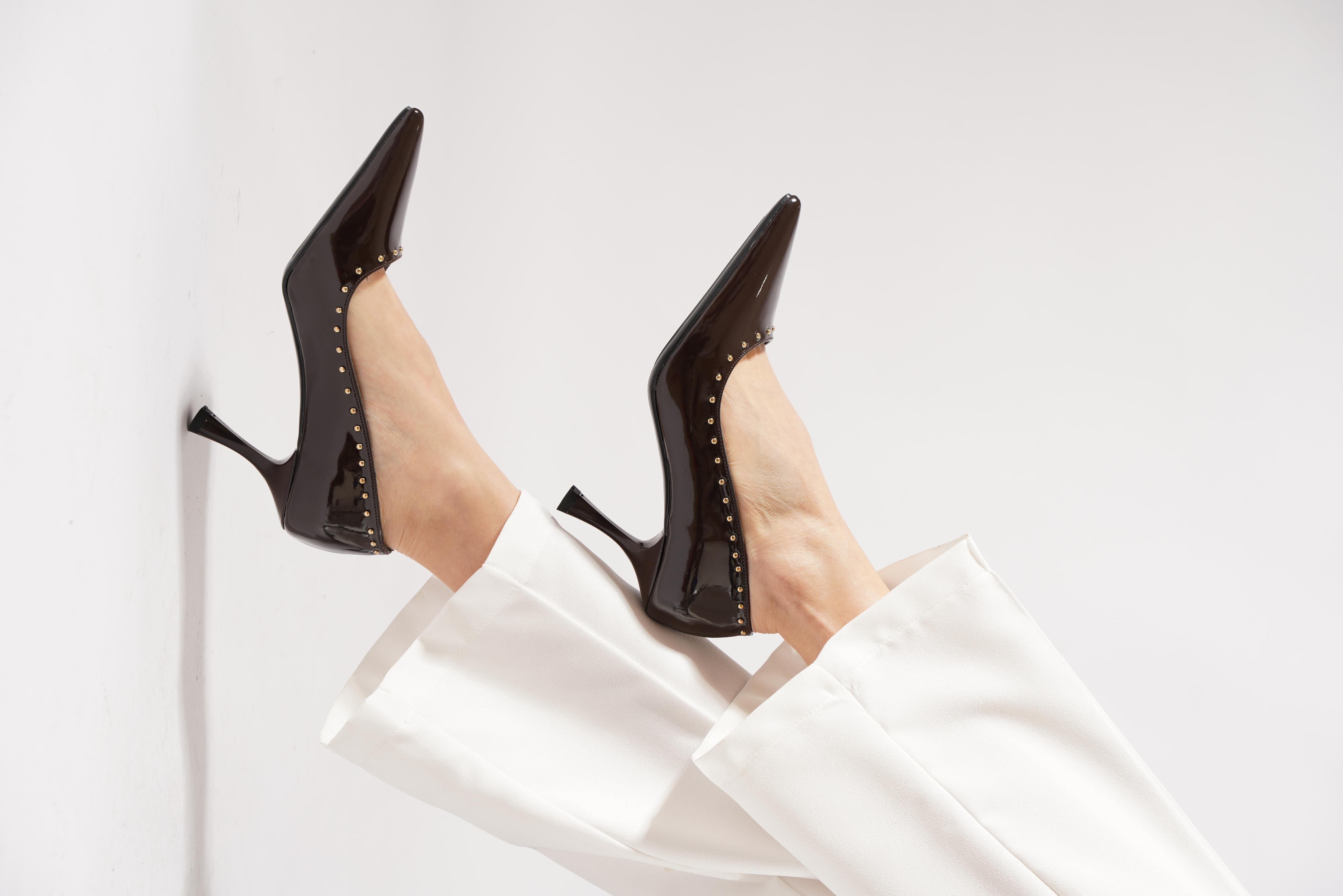 Lipa Düz Troklu Kadın Stiletto Kahve Rugan