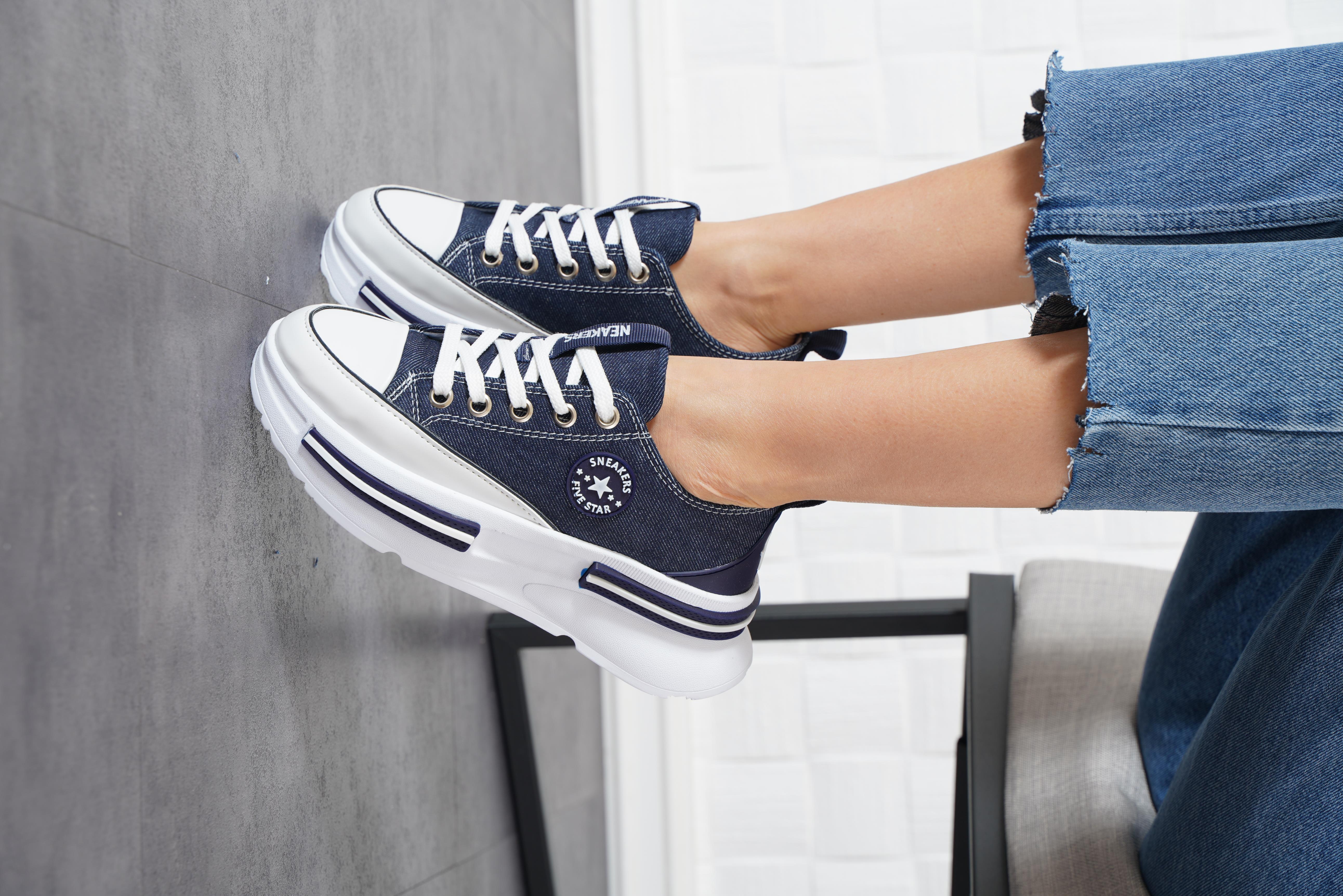 Waster Kalın Taban Convers Kadın Spor Ayakkabı Lacivert