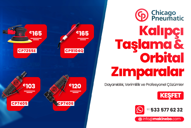 chicago pneumatic kalıpçı taşma ve orbital zımpara
