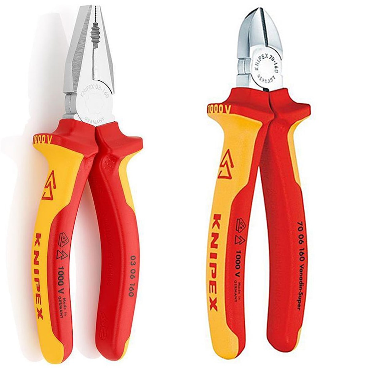 KNİPEX 0306160 VDE PENSE + 7006160 VDE YAN KESKİ 2-Lİ SET