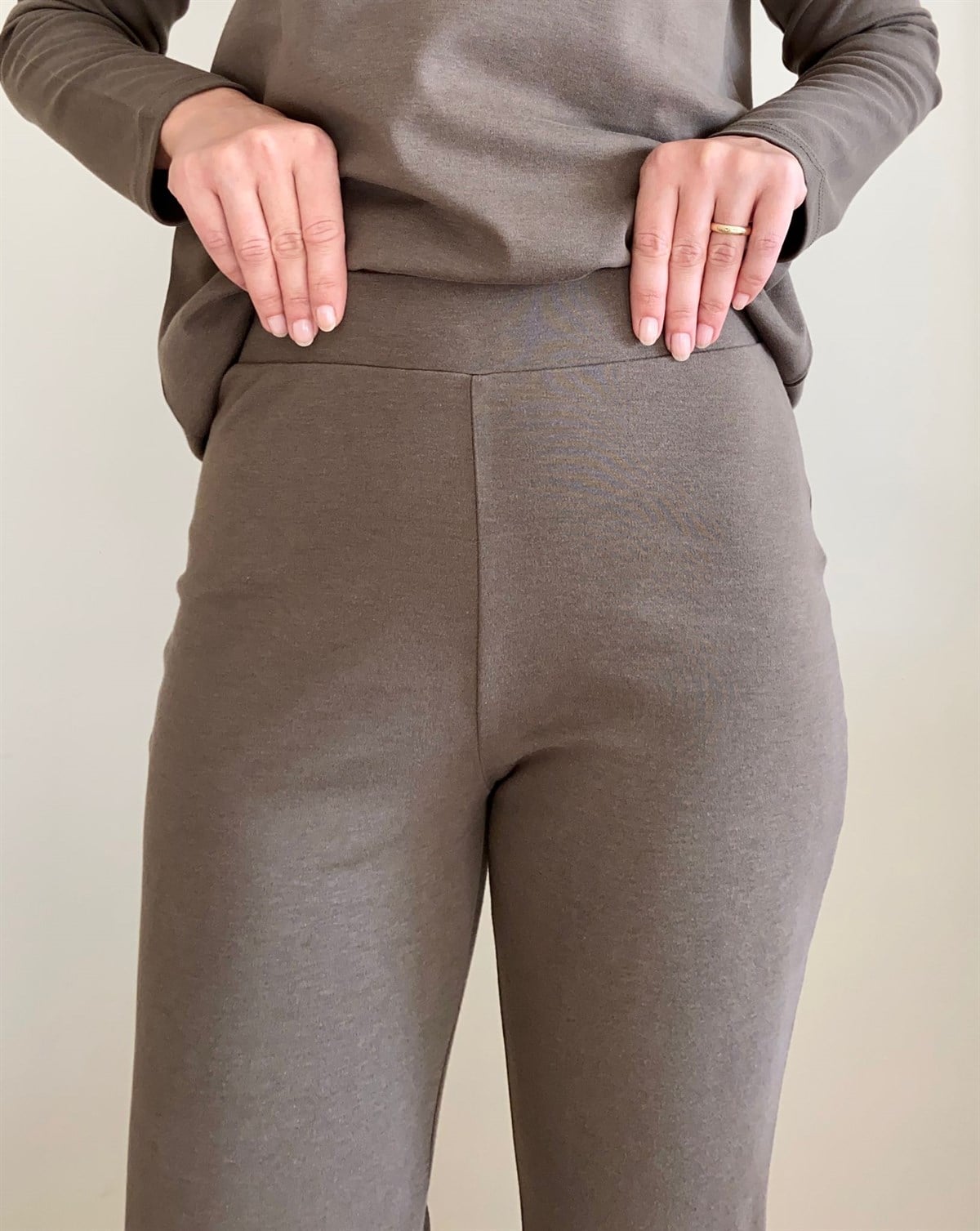 Oslo Lyocell PamukTaupe İspanyol Paça Pantolon