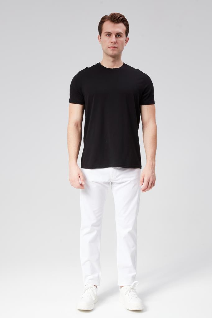 DENIMFIELD Erkek Çizgli Kumaş Normal Bel Regular Fit Boru Paça Kanvas Pantolon 2405876