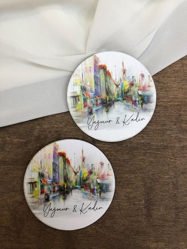 Ahşap Magnet 50 Adet Nikah Magneti Nişan Magneti Kına Magneti Söz Magneti Hediyelik