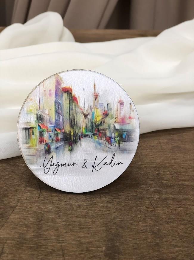 Ahşap Magnet 50 Adet Nikah Magneti Nişan Magneti Kına Magneti Söz Magneti Hediyelik
