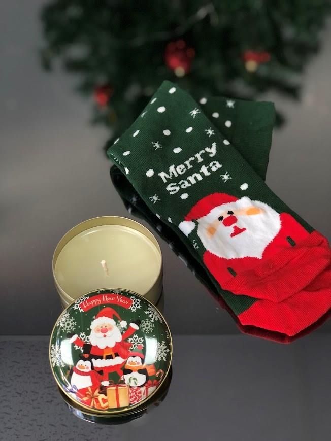 Karışık Desen Yılbaşı Motifli Özel Baskıda Mum Ve Yeni Yıl Hediyesi Yılbaşı Çorabı En Güzel Hediye