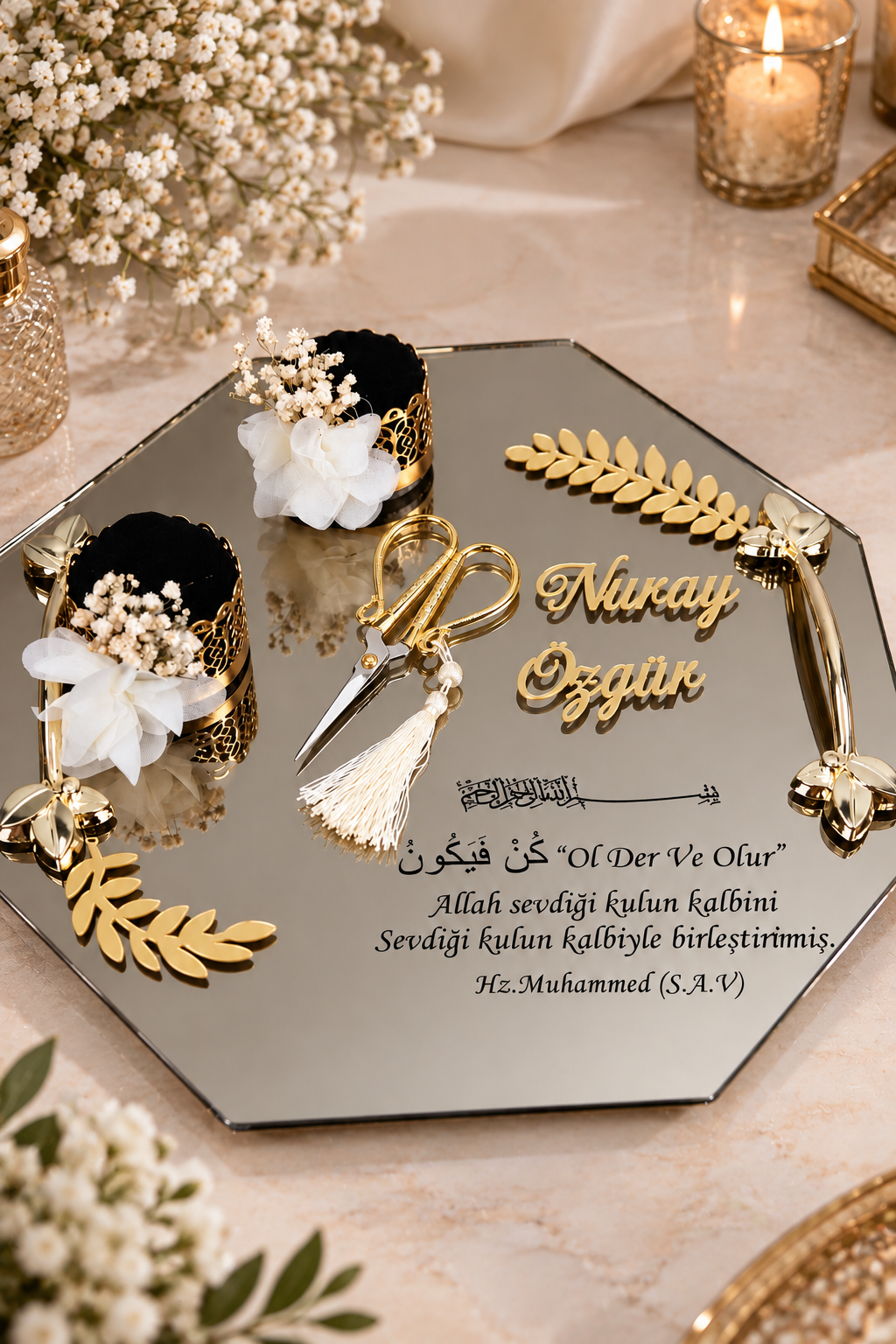 Lazer Kazımalı Söz-Nişan Tepsisi 