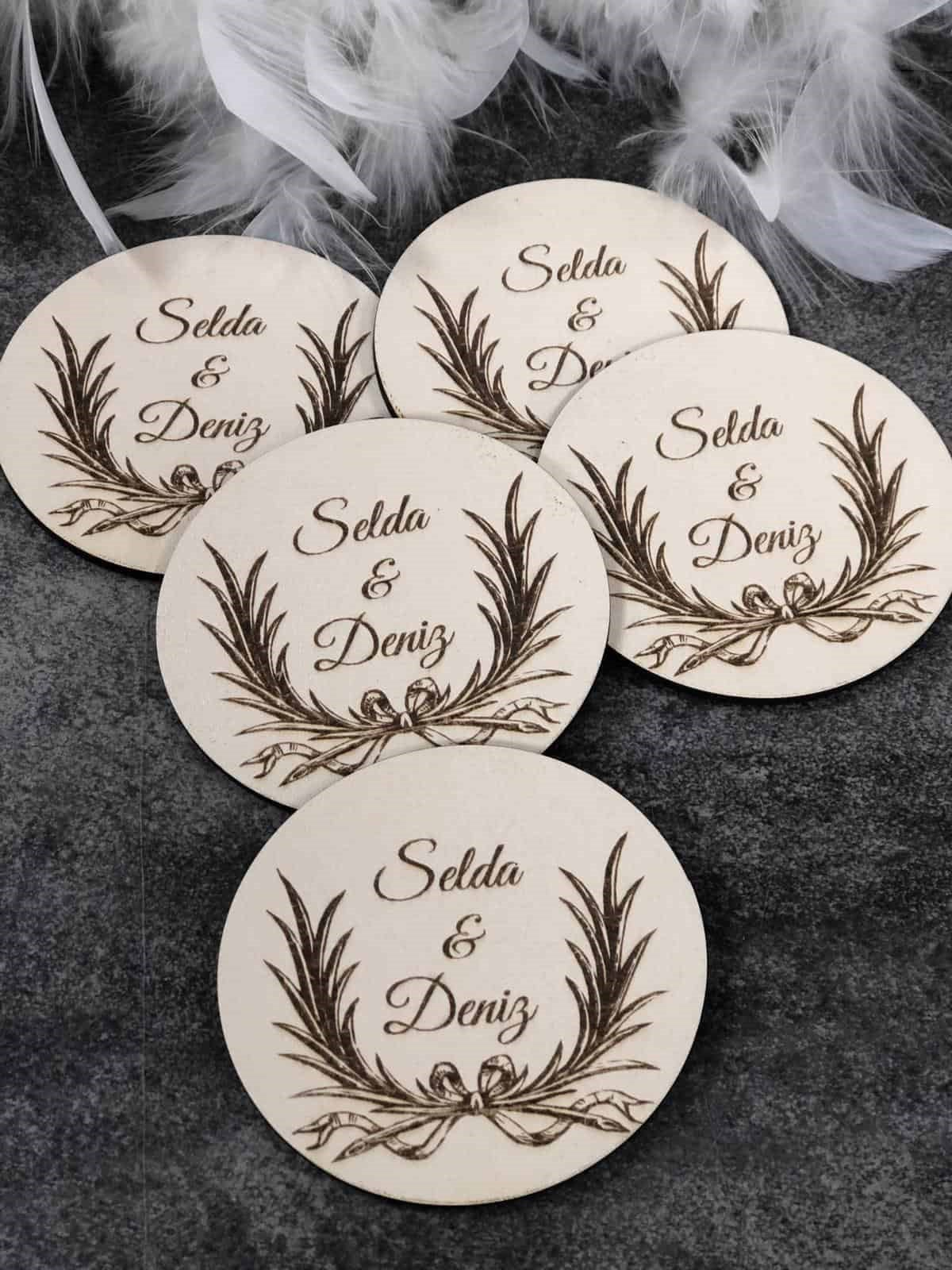 Mıknatıslı İsme Özel Ahşap Söz Hediyesi Nişan Hediyesi Düğün Magneti