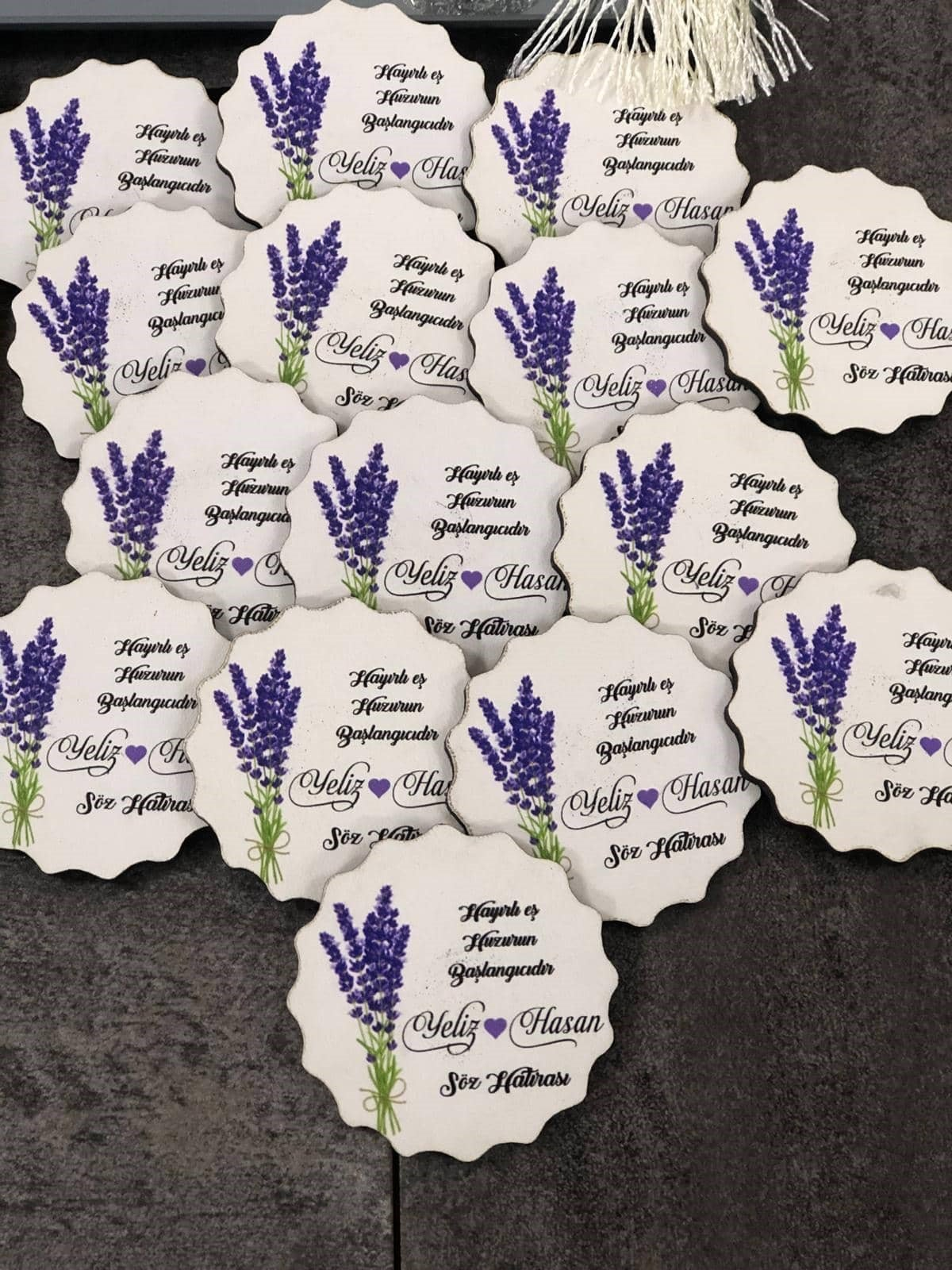 Söz Nişan Hediyesi Baskılı İsme Özel Ahşap Magnet düğün hatırası nikah hatırası