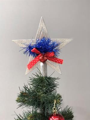  1 Adet 10 Cm Yılbaşı Çam Ağacı tepe süsü  Gold özel süslemeli fiyonku