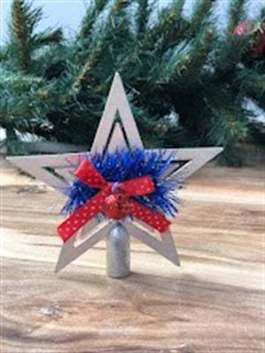  1 Adet 10 Cm Yılbaşı Çam Ağacı tepe süsü  Gold özel süslemeli fiyonku