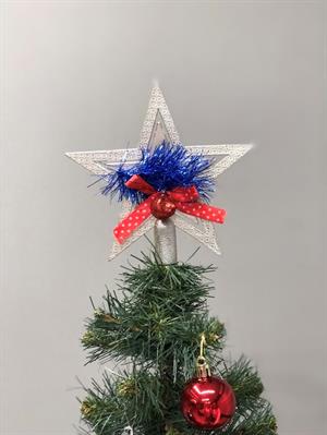  1 Adet 10 Cm Yılbaşı Çam Ağacı tepe süsü  Gold özel süslemeli fiyonku