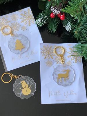 12 Adet Yılbaşı Hediyesi Çam Ağacı Geyik Kardan Adam Figürlü Anahtarlık Ve Kartı Yeni Yıl Hediyesi