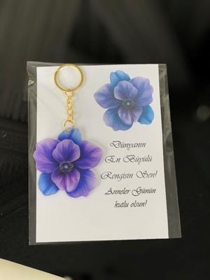 20 Adet Anneler Günü Hediyesi Epoksi Baskı Anahtarlık Okula Velilere Öğretmenlere Anneye Anneme