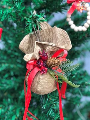 3 Adet Yılbaşı ağacı lüks süslemeli rafya kozalak ve nar süslemeli süslü kozalak ve boncuk süs