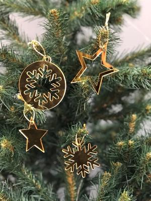 4 Adet Gold Pleksi Yılbaşı Çam Ağacı süsü