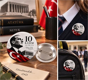 50 Adet 29 Ekim Cumhuriyet Bayramı Etkinlik,10 Kasım Atatürk Anma Okul Törenleri  iğneli Yaka Rozeti