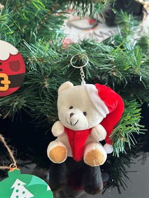 6 Adet Yılbaşı Ağacı Süsü ve Dekoratif Noel Şapkalı Ayıcık Anahtarlık