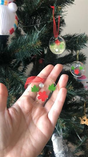 6 Adet Yılbaşı özel el yapımı epoksi döküm Yılbaşı Çam Ağacı Süsü Dekor Süsleme Seti