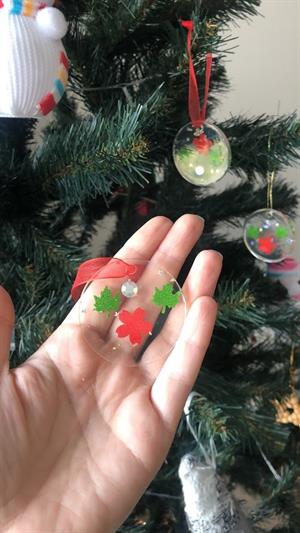 6 Adet Yılbaşı özel el yapımı epoksi döküm Yılbaşı Çam Ağacı Süsü Dekor Süsleme Seti