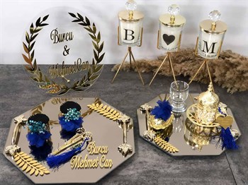 6 Parça Söz Tepsi Seti - Gold