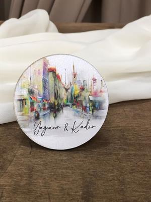 Ahşap Magnet 50 Adet Nikah Magneti Nişan Magneti Kına Magneti Söz Magneti Hediyelik