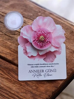 Anneler Günü Hediyesi 10 Adet Jelatinli Çiçek Kartlı Krem  Anneme En Güzel Hediye Kartlı 