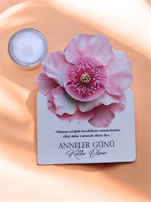 Anneler Günü Hediyesi 10 Adet Jelatinli Çiçek Kartlı Krem  Anneme En Güzel Hediye Kartlı 