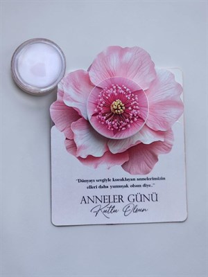 Anneler Günü Hediyesi 10 Adet Jelatinli Çiçek Kartlı Krem  Anneme En Güzel Hediye Kartlı 