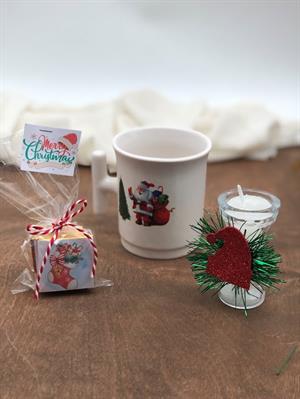 Baskılı 5 Adet Madlen,Kupa ve yılbaşı süslü mum Yılbaşı Setleri ve Sürpriz Yılbaşı Hediyesi