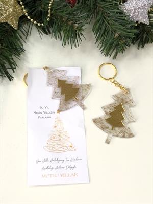 Bu Yıl Senin Yıldızın Parlasın Yazılı Kartlı  Yıldız Anahtarlık 5 Adet Yılbaşı Hediyesi Yeni Yıl