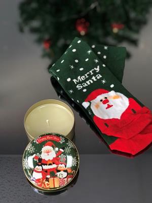 Karışık Desen Yılbaşı Motifli Özel Baskıda Mum Ve Yeni Yıl Hediyesi Yılbaşı Çorabı En Güzel Hediye